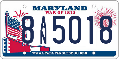MD license plate 8AN5018