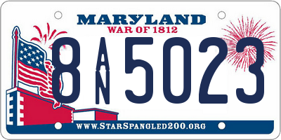 MD license plate 8AN5023
