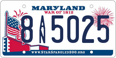 MD license plate 8AN5025