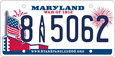 MD license plate 8AN5062