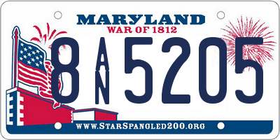 MD license plate 8AN5205