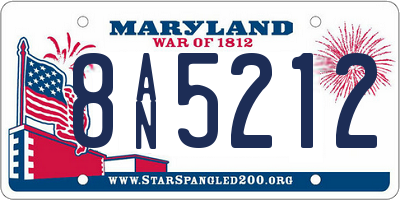 MD license plate 8AN5212