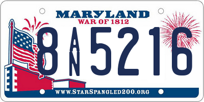 MD license plate 8AN5216