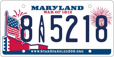 MD license plate 8AN5218