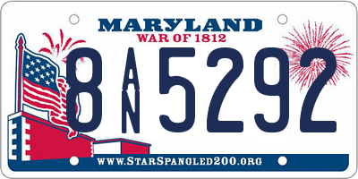 MD license plate 8AN5292