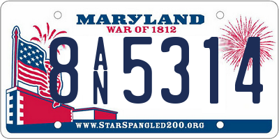 MD license plate 8AN5314