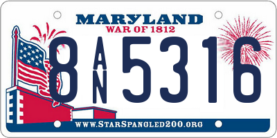 MD license plate 8AN5316