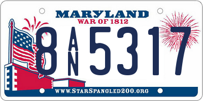 MD license plate 8AN5317