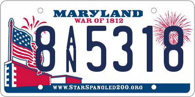 MD license plate 8AN5318