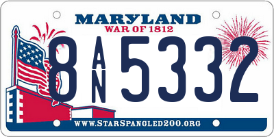 MD license plate 8AN5332