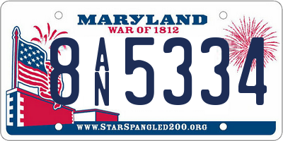 MD license plate 8AN5334