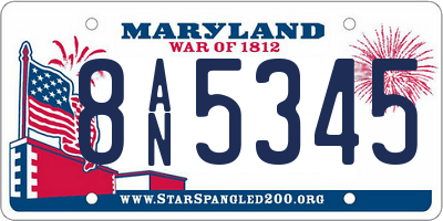 MD license plate 8AN5345