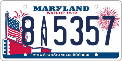 MD license plate 8AN5357