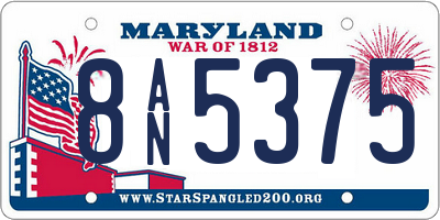 MD license plate 8AN5375
