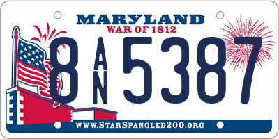 MD license plate 8AN5387