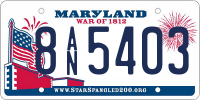 MD license plate 8AN5403