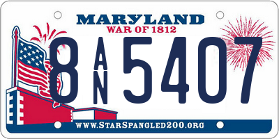 MD license plate 8AN5407