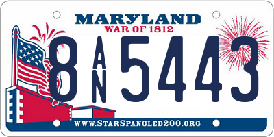 MD license plate 8AN5443
