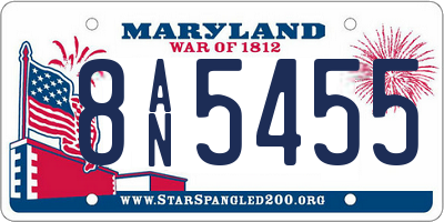 MD license plate 8AN5455