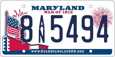 MD license plate 8AN5494