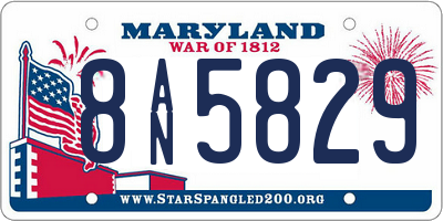 MD license plate 8AN5829