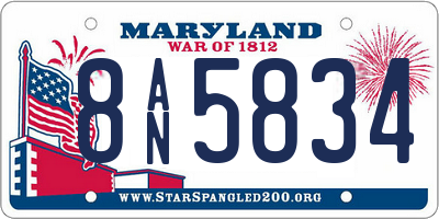 MD license plate 8AN5834