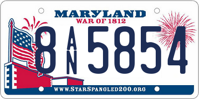 MD license plate 8AN5854