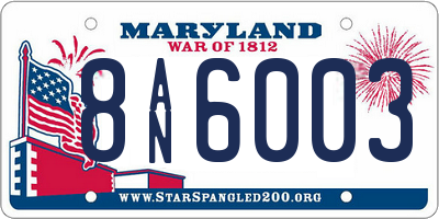 MD license plate 8AN6003