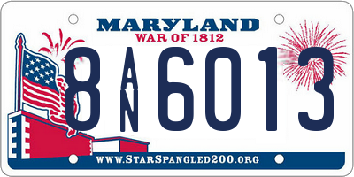 MD license plate 8AN6013