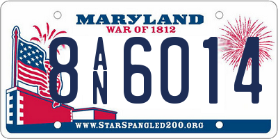 MD license plate 8AN6014