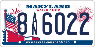 MD license plate 8AN6022