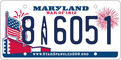 MD license plate 8AN6051