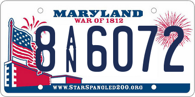 MD license plate 8AN6072