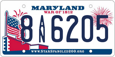 MD license plate 8AN6205