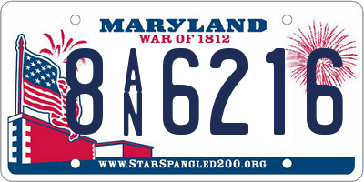 MD license plate 8AN6216