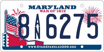 MD license plate 8AN6275
