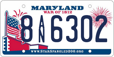 MD license plate 8AN6302