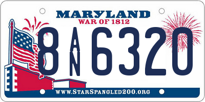 MD license plate 8AN6320