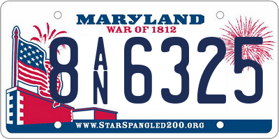 MD license plate 8AN6325