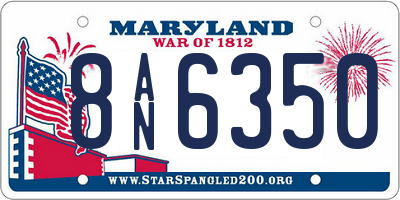 MD license plate 8AN6350