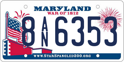 MD license plate 8AN6353