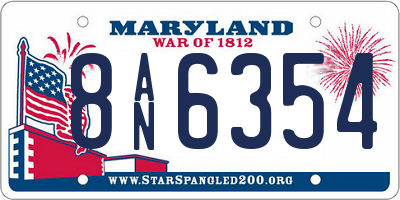 MD license plate 8AN6354