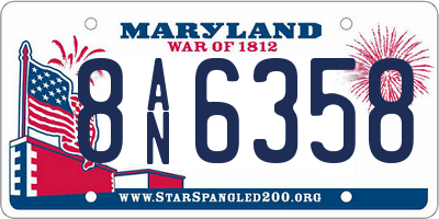 MD license plate 8AN6358