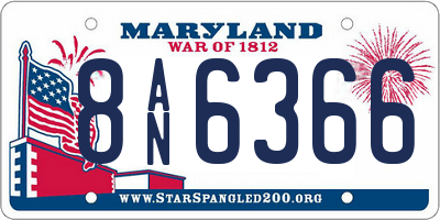 MD license plate 8AN6366