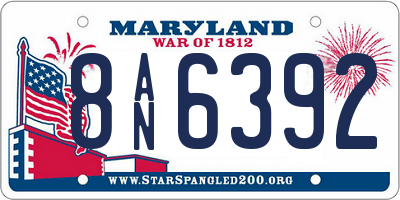 MD license plate 8AN6392
