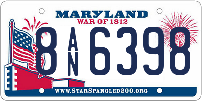 MD license plate 8AN6398