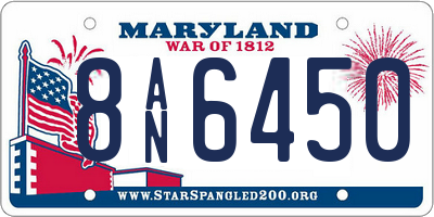 MD license plate 8AN6450