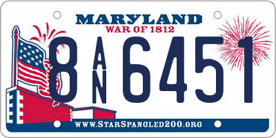MD license plate 8AN6451