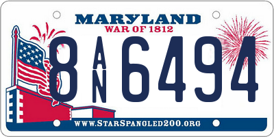 MD license plate 8AN6494