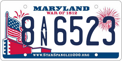 MD license plate 8AN6523